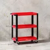 Carro de Herramientas con 3 Estantes Ruedas y Asas para Garaje Mecánico Hogar Carga 120 kg Rojo y Negro - Ogal.Es