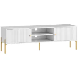 Mueble de TV Moderno con 2 Puertas 2 Estantes Abiertos Orificios Pasacables para TV 65 Pulgadas 140x38x45,9 cm B... - Ogal.Es