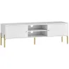 Mueble de TV Moderno con 2 Puertas 2 Estantes Abiertos Orificios Pasacables para TV 65 Pulgadas 140x38x45,9 cm B... - Ogal.Es