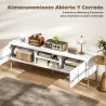 Mueble de TV Moderno con 2 Puertas 2 Estantes Abiertos Orificios Pasacables para TV 65 Pulgadas 140x38x45,9 cm B... - Ogal.Es