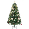 Árbol de Navidad 180 cm con Adornos 200 Luces LED Blanco Cálido 8 Modos de Iluminación 650 Ramas Verde - Ogal.Es