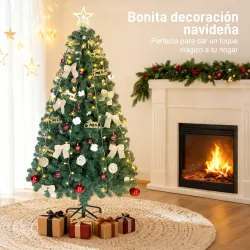 Árbol de Navidad 180 cm con Adornos 200 Luces LED Blanco Cálido 8 Modos de Iluminación 650 Ramas Verde - Ogal.Es