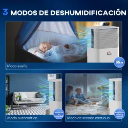Deshumidificador 10L/día Silencioso con 3 Modos Pantalla LED Temporizado 24H Bloqueo Infantil y Drenaje Continuo... - Ogal.Es