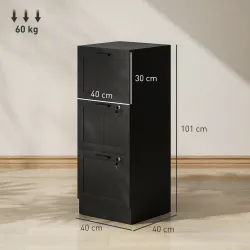 Mueble Archivador con 3 Cajones Cajonera para Escritorio con Cerraduras Carpetas para A4 y Carta 40x40x101 cm Negro - Ogal.Es