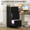 Mueble Archivador con 3 Cajones Cajonera para Escritorio con Cerraduras Carpetas para A4 y Carta 40x40x101 cm Negro - Ogal.Es