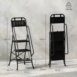 Escalera Plegable de 3 Peldaños con Bolsa de Herramientas Escalera de Tijera con Peldaños Anchos Antideslizantes... - Ogal.Es