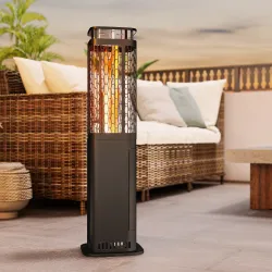 Estufa de Pellets 6.86 KW sin Electricidad con Tubo de Vidrio Base Antideslizante y Rejilla Metálica 26x26x95 cm... - Ogal.Es