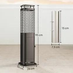 Estufa de Pellets 6.86 KW sin Electricidad con Tubo de Vidrio Base Antideslizante y Rejilla Metálica 26x26x95 cm... - Ogal.Es