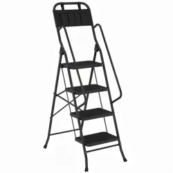 Escalera Plegable de 4 Peldaños con Bolsa de Herramientas Escalera de Tijera con Peldaños Anchos Antideslizantes... - Ogal.Es