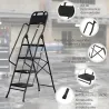 Escalera Plegable de 4 Peldaños con Bolsa de Herramientas Escalera de Tijera con Peldaños Anchos Antideslizantes... - Ogal.Es