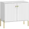 Aparador Moderno con 2 Puertas Estantes Ajustables Encimera con Efecto Mármol Patas de Acero Blanco 80x39,1x76 cm - Ogal.Es