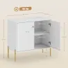 Aparador Moderno con 2 Puertas Estantes Ajustables Encimera con Efecto Mármol Patas de Acero Blanco 80x39,1x76 cm - Ogal.Es