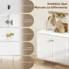 Aparador Moderno con 2 Puertas Estantes Ajustables Encimera con Efecto Mármol Patas de Acero Blanco 80x39,1x76 cm - Ogal.Es