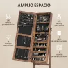 Espejo Joyero con Luces LED Inclinado en 3 Ángulos Cierre Magnético Cerradura con 2 Llaves Marrón Rústico - Ogal.Es