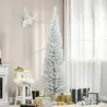 Árbol de Navidad Artificial Estrecho 210 cm con 499 Ramas y Base Desmontable Fácil de Montar Blanco - Ogal.Es