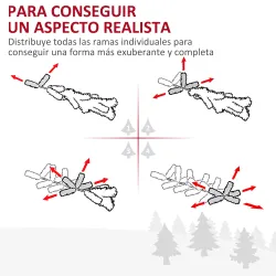 Árbol de Navidad Artificial Estrecho 210 cm con 499 Ramas y Base Desmontable Fácil de Montar Blanco - Ogal.Es