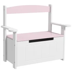 Banco Almacenaje para Niños con Respaldo Tapa Amortiguadora Carga 30 kg para Salas de Juego 68,5x34x58 cm Rosa y... - Ogal.Es
