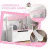 Banco Almacenaje para Niños con Respaldo Tapa Amortiguadora Carga 30 kg para Salas de Juego 68,5x34x58 cm Rosa y... - Ogal.Es