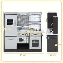 Cocina de Juguete de Madera con Sonido Accesorios de Acero Inoxidable para Niños a Partir de 3 Años Marrón Oscuro - Ogal.Es