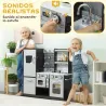 Cocina de Juguete de Madera con Sonido Accesorios de Acero Inoxidable para Niños a Partir de 3 Años Marrón Oscuro - Ogal.Es