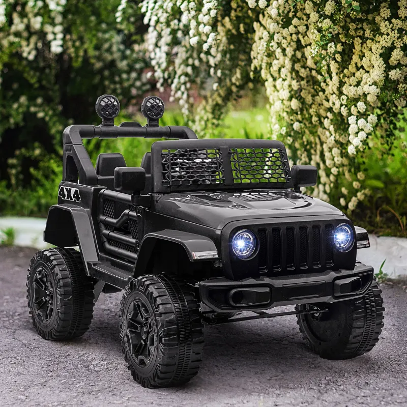 Coche Eléctrico para Niños de +3 Años Vehículo Todoterreno de Batería 12V con Control Remoto 100x65x72 cm Negro - Ogal.Es