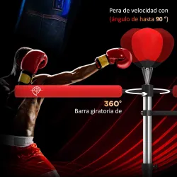 Saco de Boxeo de Pie Ajustable en Altura con Barra Giratoria de 360° 2 Bolas y Base Rellenable 88x50x160-230 cm ... - Ogal.Es