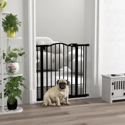 Barrera para Perros con Ancho Ajustable 74-87 cm Barrera de Seguridad para Perros con 1 Extensión Negro - Ogal.Es