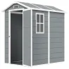 Cobertizo de Jardín Exterior 2,1 m² 131x186x198 cm Caseta de Jardín con Suelo Ventana y Puerta con Cerradura Gris - Ogal.Es