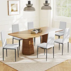Pack de 6 Sillas de Comedor Modernas Tapizadas en Lino Sintético con Respaldo Alto y Patas de Metal 41x50x97 cm ... - Ogal.Es