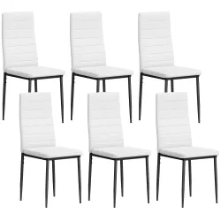 Pack de 6 Sillas de Comedor Modernas Tapizadas en Lino Sintético con Respaldo Alto y Patas de Metal 41x50x97 cm ... - Ogal.Es