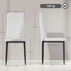 Pack de 6 Sillas de Comedor Modernas Tapizadas en Lino Sintético con Respaldo Alto y Patas de Metal 41x50x97 cm ... - Ogal.Es