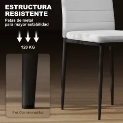 Pack de 6 Sillas de Comedor Modernas Tapizadas en Lino Sintético con Respaldo Alto y Patas de Metal 41x50x97 cm ... - Ogal.Es
