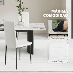 Pack de 6 Sillas de Comedor Modernas Tapizadas en Lino Sintético con Respaldo Alto y Patas de Metal 41x50x97 cm ... - Ogal.Es