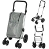 Carrito de Compra Plegable de 46 L Carro 3 en 1 con 6 Ruedas Bolsa Térmica y Asa Ajustable 44x58x100 cm Gris - Ogal.Es