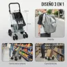 Carrito de Compra Plegable de 46 L Carro 3 en 1 con 6 Ruedas Bolsa Térmica y Asa Ajustable 44x58x100 cm Gris - Ogal.Es