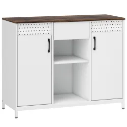 Aparador para Salón con 2 Puertas con Orificios Cajón Compartimentos Abiertos Estantes Ajustables 100x40x80 cm B... - Ogal.Es