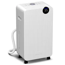 Deshumidificador 12L/día Depósito de Agua 2,1L Pantalla LED Temporizador 24 H Bloqueo Infantil hasta 12-25㎡ Blanco - Ogal.Es