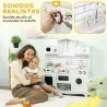 Cocina de Juguete de Madera con Sonido y Cortinas Accesorios de Acero Inoxidable para Niños a Partir de 3 Años B... - Ogal.Es