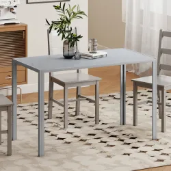 Mesa de Cocina de Cristal para 4-6 Personas con Patas de Metal Multifuncional para Cocina Salón 120x60x75 cm Gris - Ogal.Es