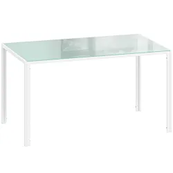 Mesa de Comedor de Cristal Rectangular para 6 Personas con Patas de Metal para Cocina Salón 140x80x75 cm Blanco - Ogal.Es