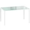 Mesa de Comedor de Cristal Rectangular para 6 Personas con Patas de Metal para Cocina Salón 140x80x75 cm Blanco - Ogal.Es