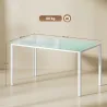 Mesa de Comedor de Cristal Rectangular para 6 Personas con Patas de Metal para Cocina Salón 140x80x75 cm Blanco - Ogal.Es