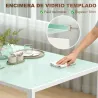 Mesa de Comedor de Cristal Rectangular para 6 Personas con Patas de Metal para Cocina Salón 140x80x75 cm Blanco - Ogal.Es