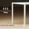 Mesa de Comedor de Cristal Rectangular para 6 Personas con Patas de Metal para Cocina Salón 140x80x75 cm Blanco - Ogal.Es