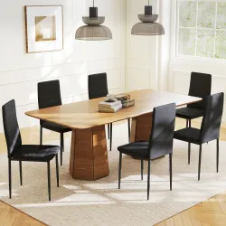 Pack de 6 Sillas de Comedor Modernas Tapizadas en Lino Sintético con Respaldo Alto y Patas de Metal 41x50x97 cm ... - Ogal.Es