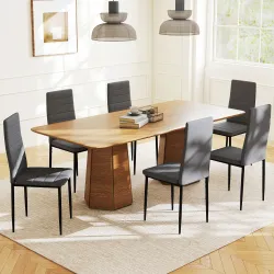 Pack de 6 Sillas de Comedor Modernas Tapizadas en Lino Sintético con Respaldo Alto y Patas de Metal 41x50x97 cm ... - Ogal.Es