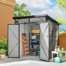 Caseta de Jardín Exterior 190x191x215 cm con Puerta Corredera Ventana y Ventilación para Almacenar Herramientas ... - Ogal.Es