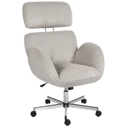 Silla de Oficina con Reposabrazos Respaldo Alto Reposacabezas Regulable Ruedas Altura Ajustable Giratoria Gris - Ogal.Es