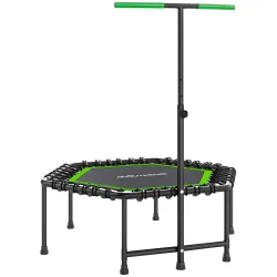 Trampolín de Fitness 114x114x132 cm con Mango Ajustable de 3 Niveles y Marco de Acero Verde y Negro - Ogal.Es