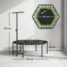 Trampolín de Fitness 114x114x132 cm con Mango Ajustable de 3 Niveles y Marco de Acero Verde y Negro - Ogal.Es